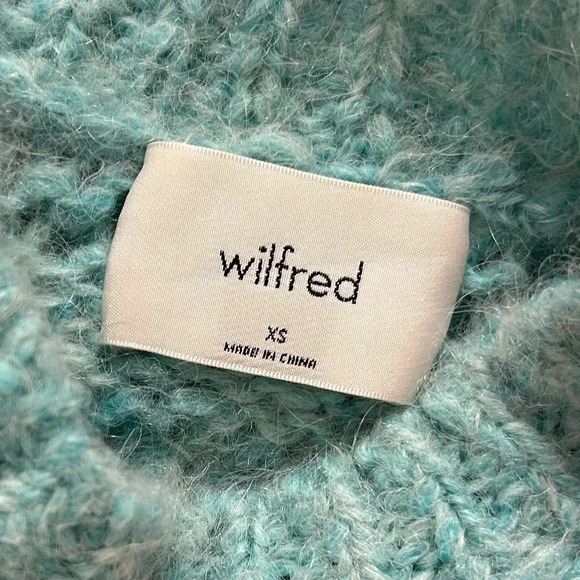 Aritzia Wilfred Lune Sweater Knit Cropped Crewneck Wool Oceanic Teal blue XS - Picture 11 of 13